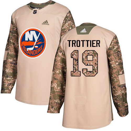 Adidas Islanders #19 Bryan Trottier Camo Authentic Veterans Day Stitched NHL Jersey - Click Image to Close